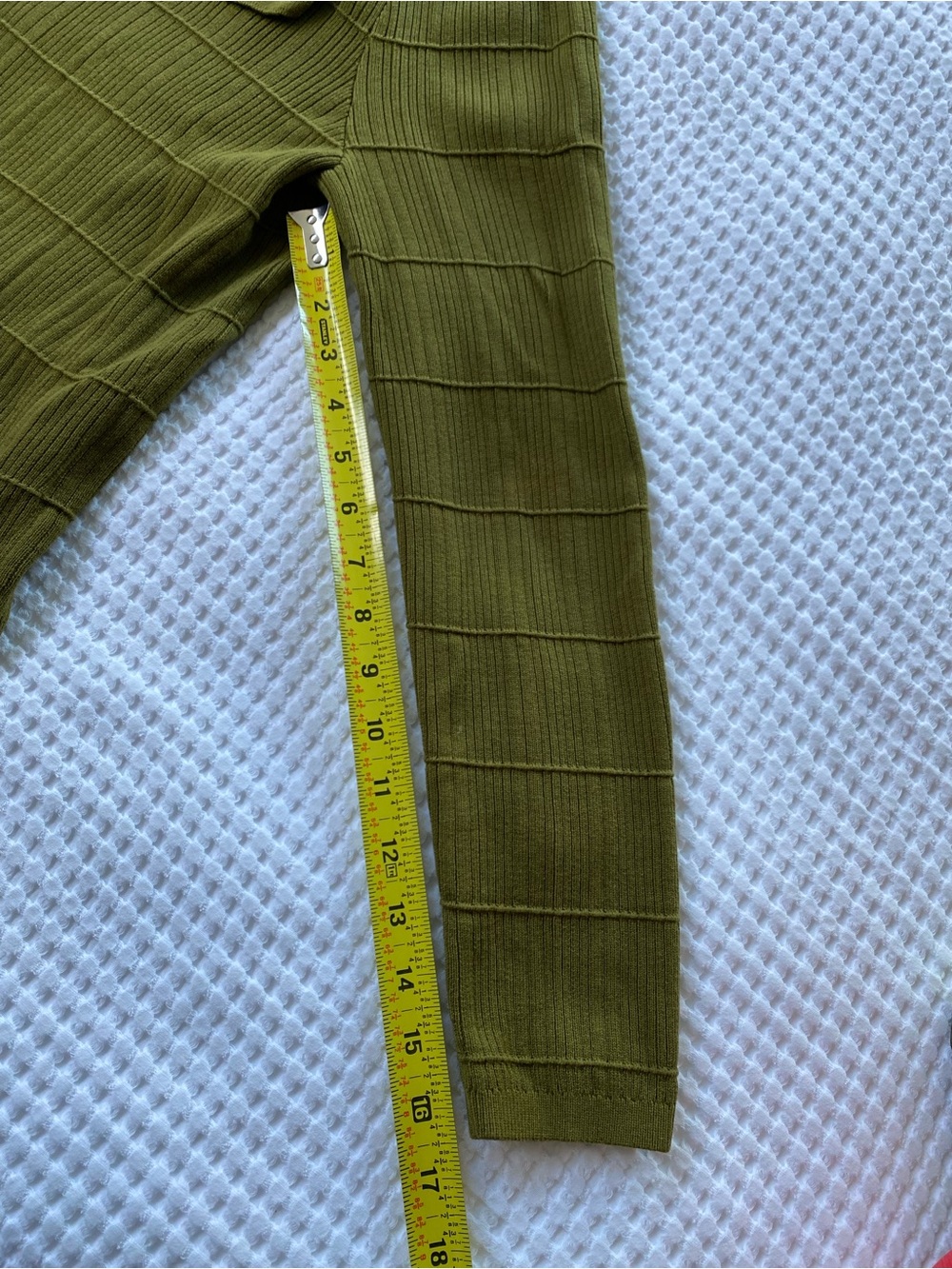 Cabi Exec Cardigan #4470 Olive Green Ribbed Button-Up Cardigan - Picture 9 of 14